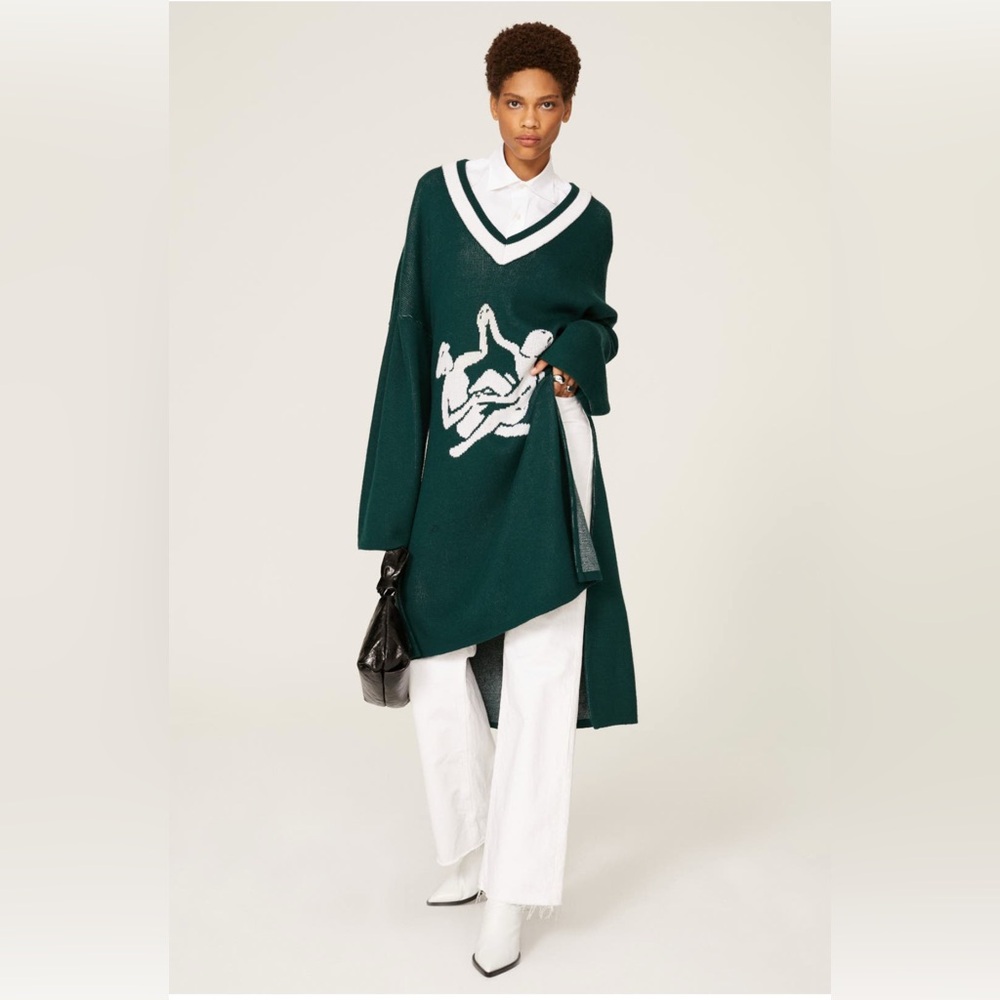 Thebe Magugu Logo Sweater S Tunic Oversized Chunky Varsity Tennis Sisterhood